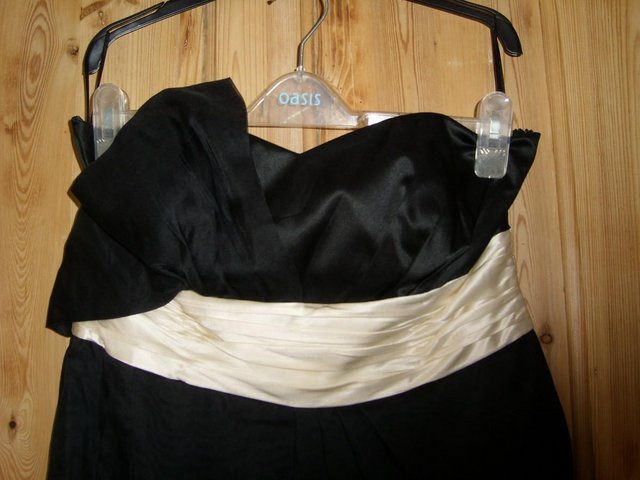 Image 4 of MONSOON Strapless Black Silk Mini Dress–Size 16