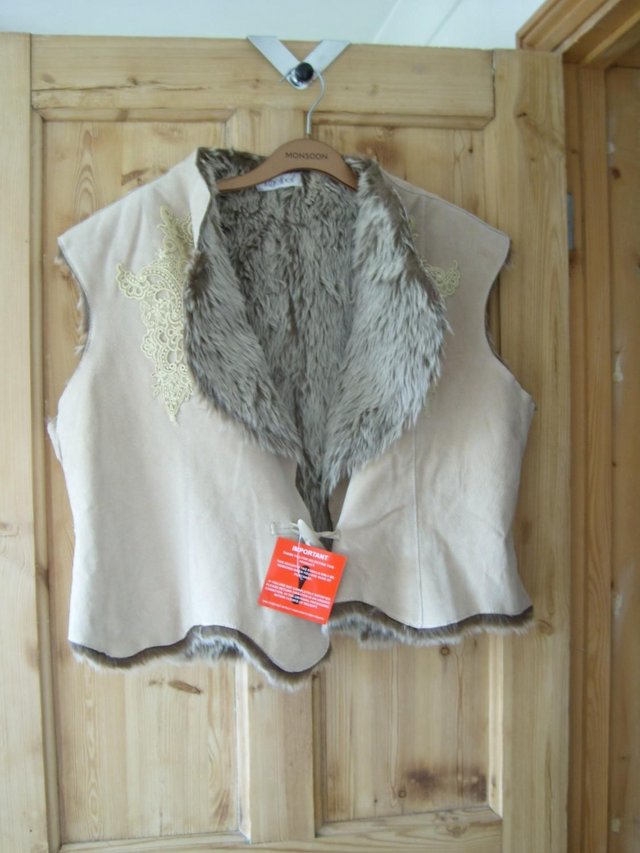Preview of the first image of TOGETHER Suede Body Warmer Top – Size 20 NEW.