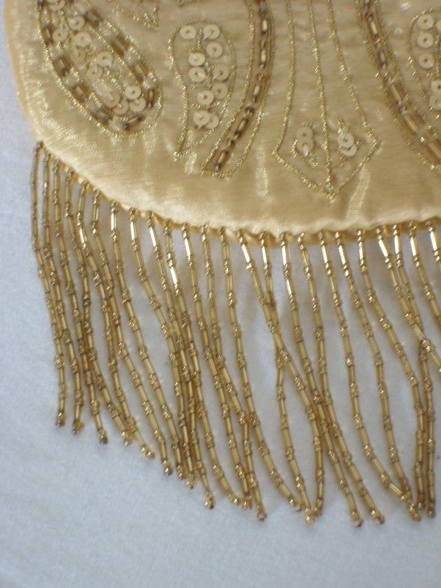 Image 2 of DEBUT Gold Bead Fringed Evening Bag NEW!