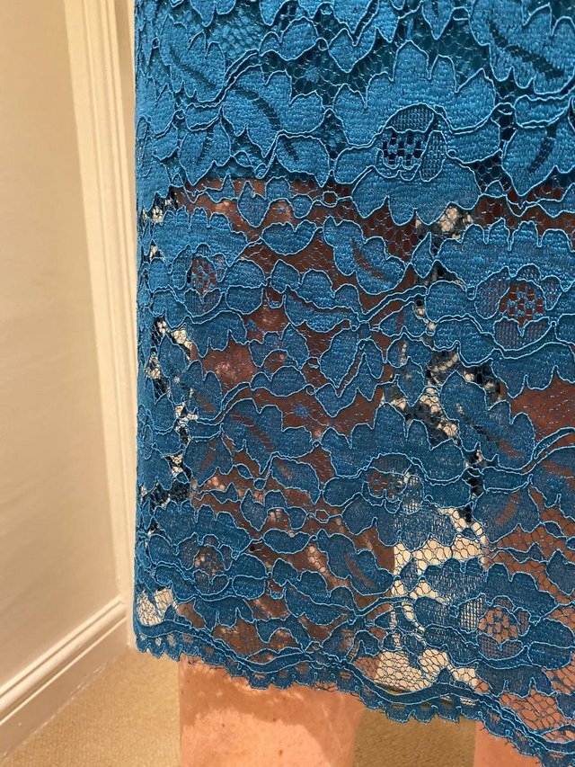 Image 2 of NEXT GREEN/TEAL LACE DRESS SIZE 10