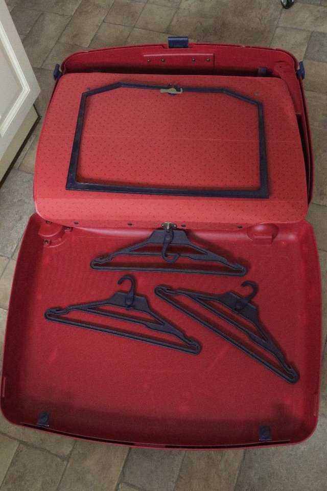 Image 3 of Delsey Red Hard Rolling 3-Lock Pullman Suitcase with Extras