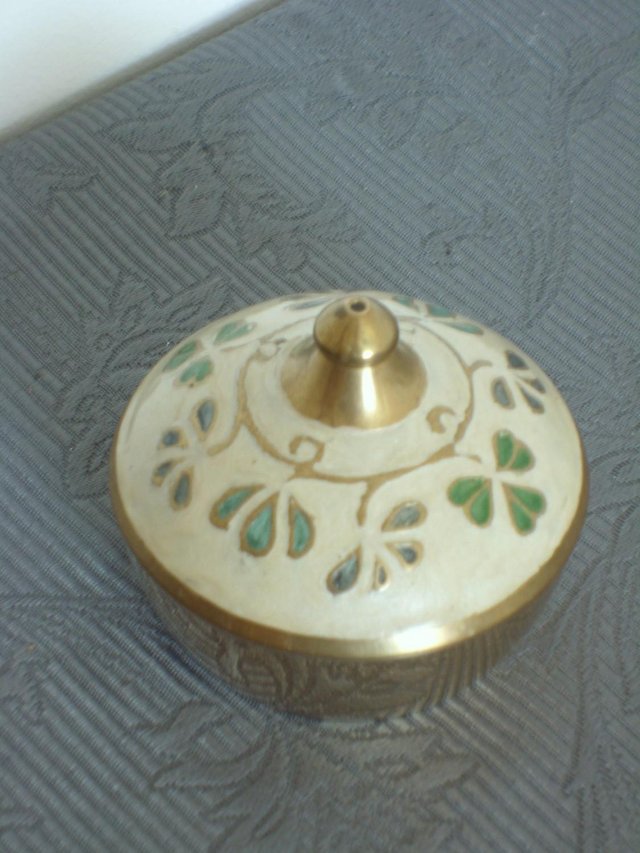 Image 2 of INDIAN Brass Bowl with Enamelled Lid