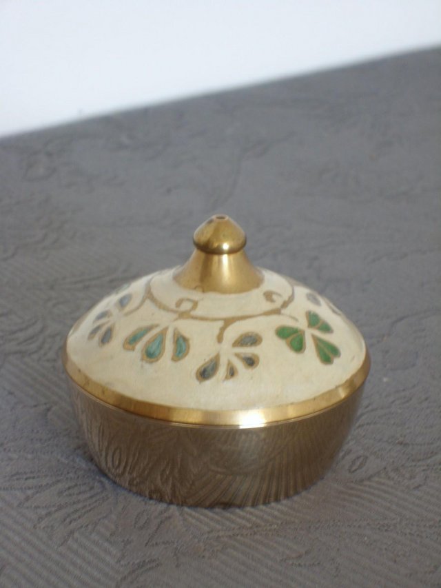 Image 3 of INDIAN Brass Bowl with Enamelled Lid