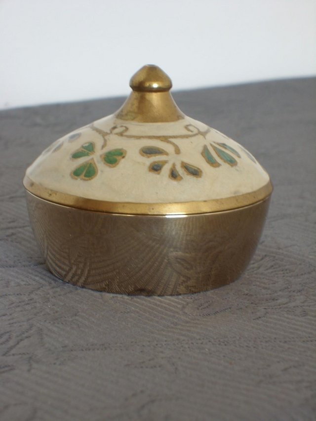 Image 4 of INDIAN Brass Bowl with Enamelled Lid
