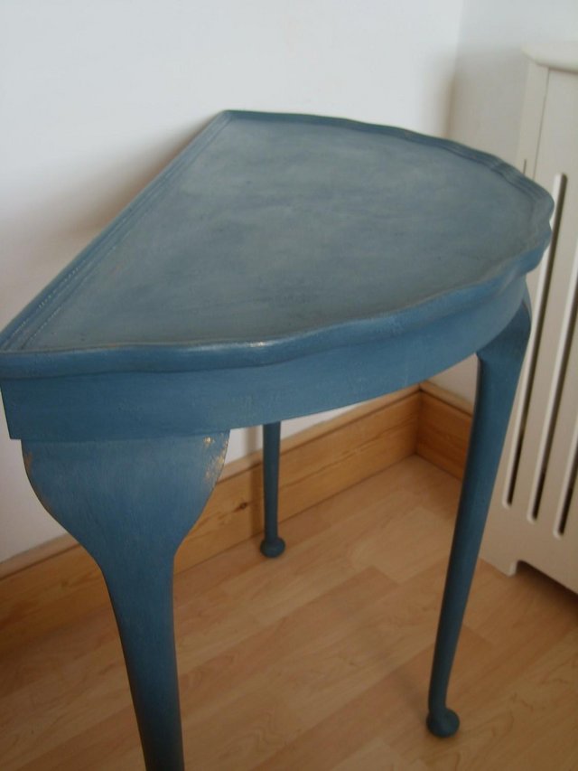 Image 6 of Painted Demi-Lune Table in Annie Sloan Aubusson