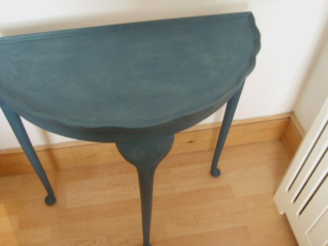 Image 7 of Painted Demi-Lune Table in Annie Sloan Aubusson