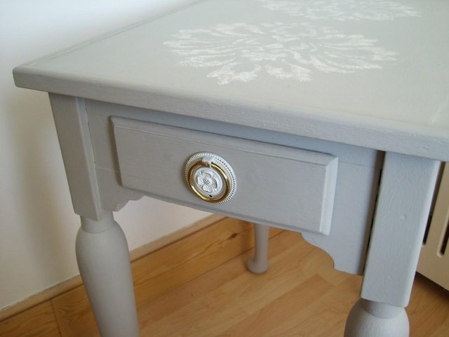 Image 2 of Painted Side Table in Annie Sloan Grey/White