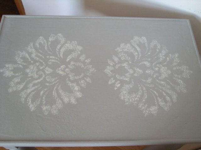Image 3 of Painted Side Table in Annie Sloan Grey/White
