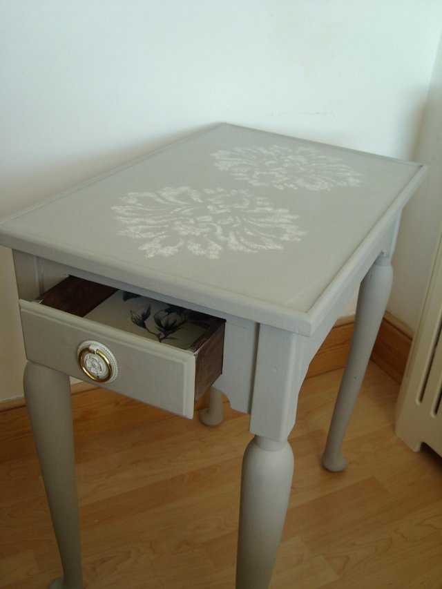 Image 5 of Painted Side Table in Annie Sloan Grey/White