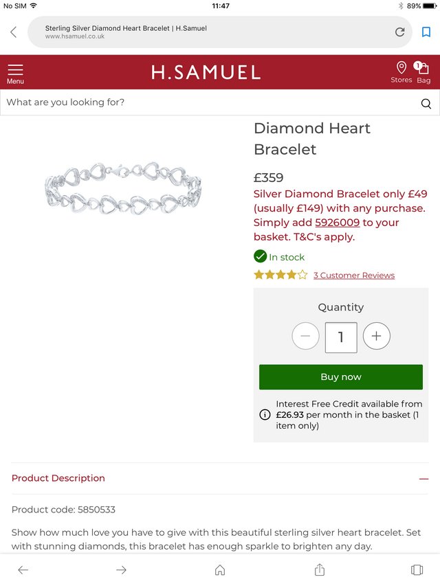 Image 4 of Beautiful unworn Diamond Bracelet