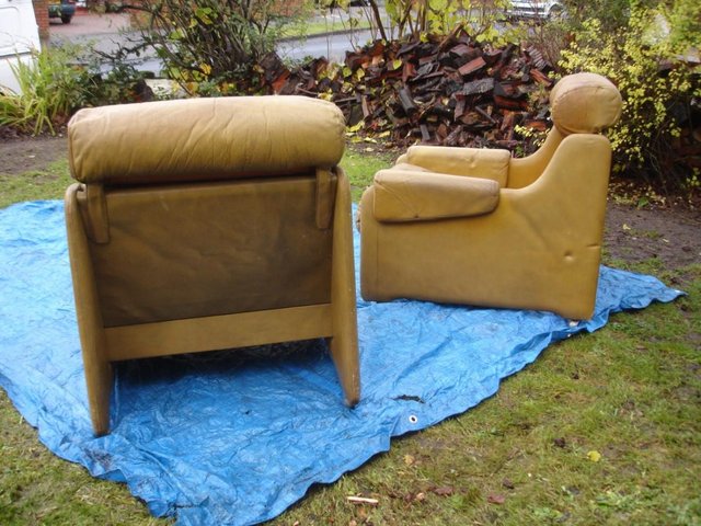Image 2 of VINTAGE PAIR OF 70s RETRO LEATHER ARMCHAIRS Jack Hargreaves