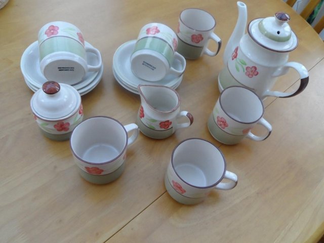 Preview of the first image of 17 Piece Boxed Hand Painted Tea Set.