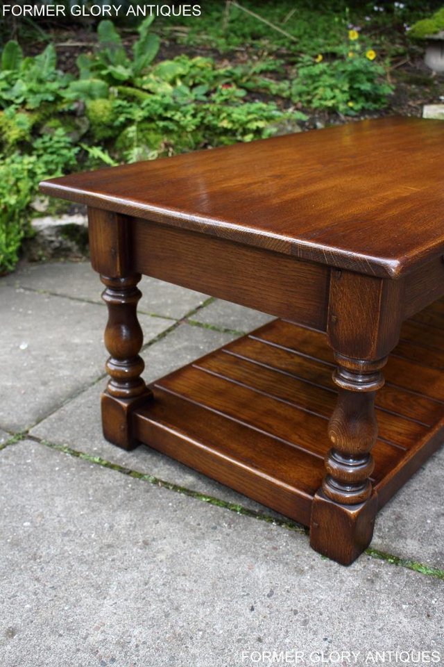 Image 4 of A TAYLOR & Co OAK THREE DRAWER COFFEE LAMP PHONE TABLE STAND