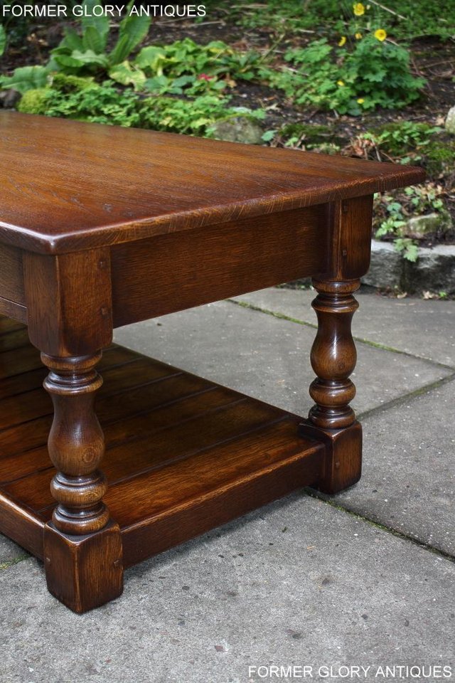 Image 6 of A TAYLOR & Co OAK THREE DRAWER COFFEE LAMP PHONE TABLE STAND