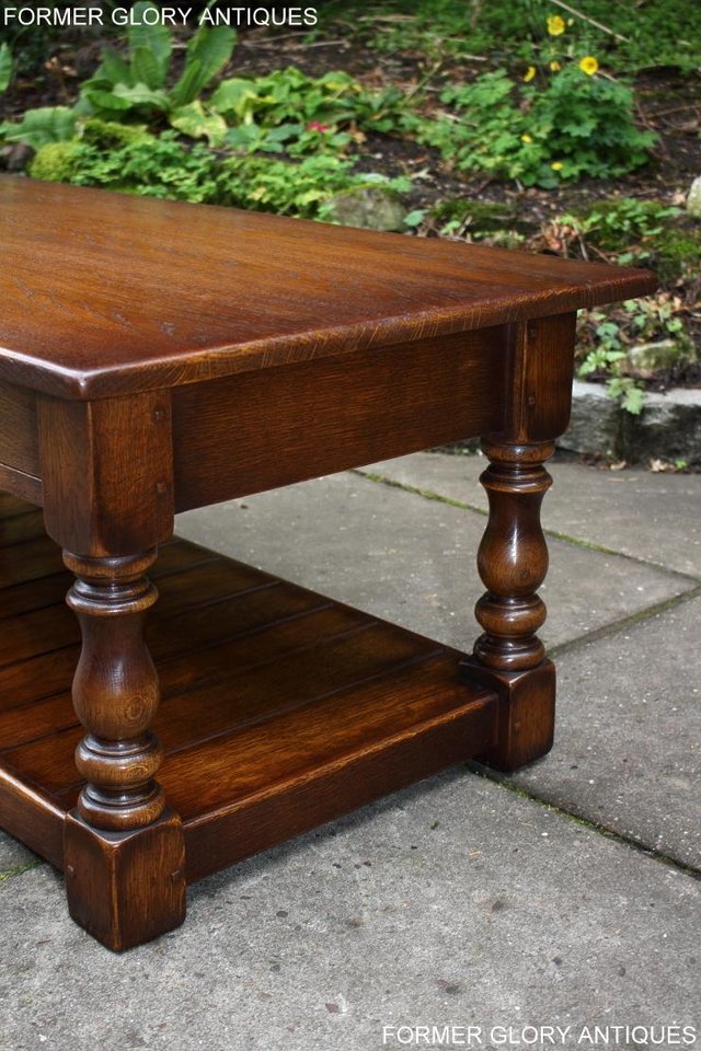 Image 15 of A TAYLOR & Co OAK THREE DRAWER COFFEE LAMP PHONE TABLE STAND