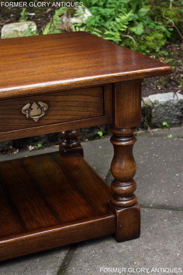 Image 20 of A TAYLOR & Co OAK THREE DRAWER COFFEE LAMP PHONE TABLE STAND