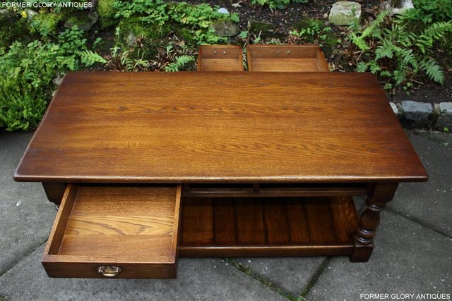 Image 33 of A TAYLOR & Co OAK THREE DRAWER COFFEE LAMP PHONE TABLE STAND