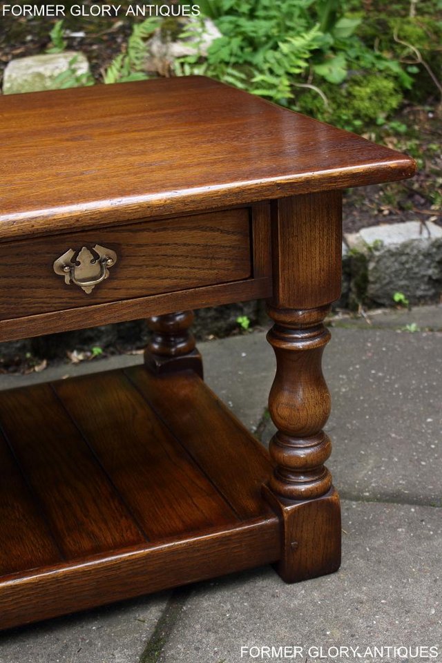 Image 42 of A TAYLOR & Co OAK THREE DRAWER COFFEE LAMP PHONE TABLE STAND