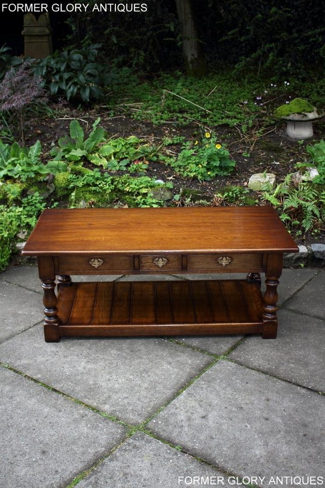 Image 44 of A TAYLOR & Co OAK THREE DRAWER COFFEE LAMP PHONE TABLE STAND