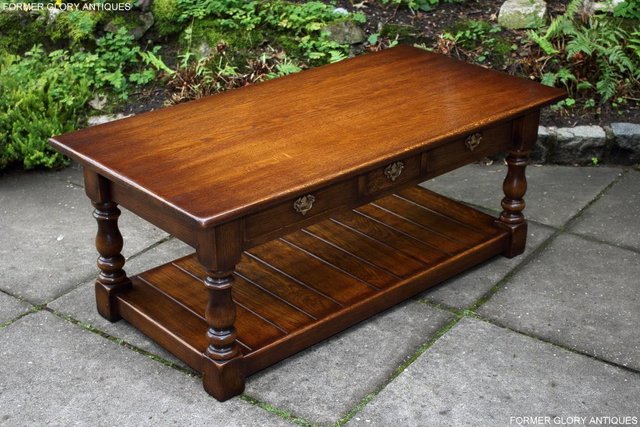 Image 46 of A TAYLOR & Co OAK THREE DRAWER COFFEE LAMP PHONE TABLE STAND