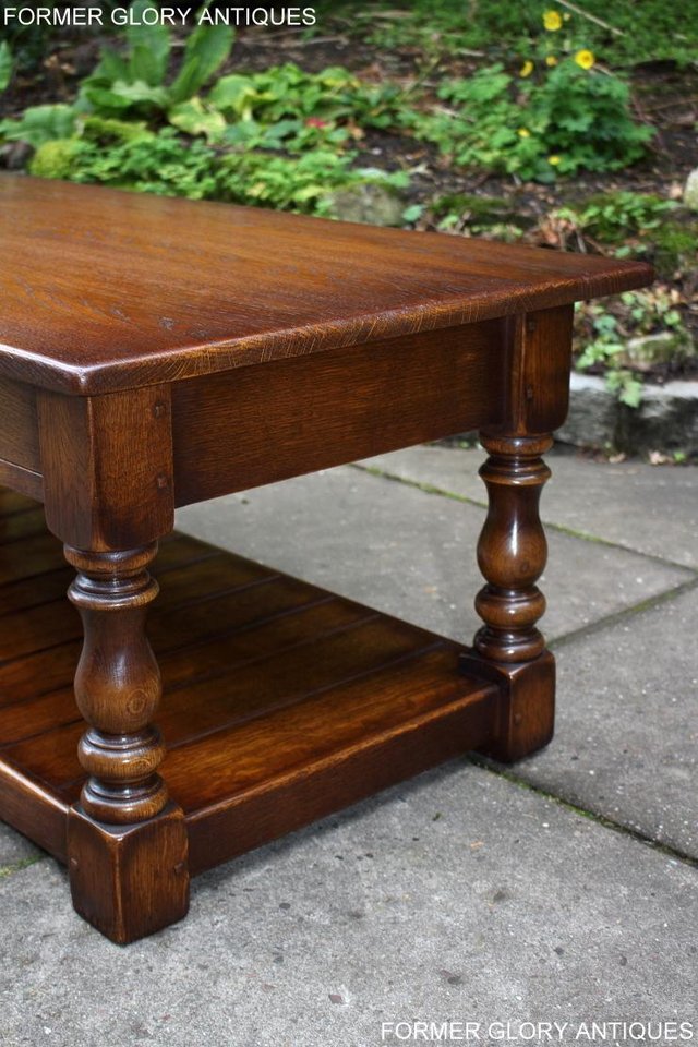Image 49 of A TAYLOR & Co OAK THREE DRAWER COFFEE LAMP PHONE TABLE STAND