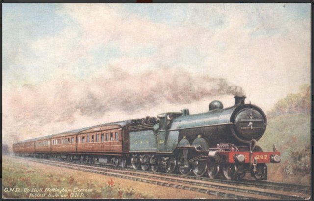 Preview of the first image of Antique Tuck's PC - G.N.R. Up Hull Nottingham Express .......