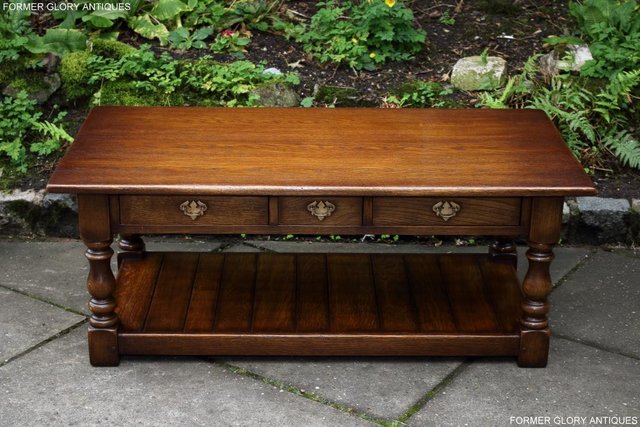 Image 84 of A TAYLOR & Co OAK THREE DRAWER COFFEE LAMP PHONE TABLE STAND