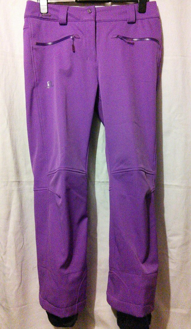 Image 2 of Salomon ladies ski pants. Green or Purple M. Short leg.