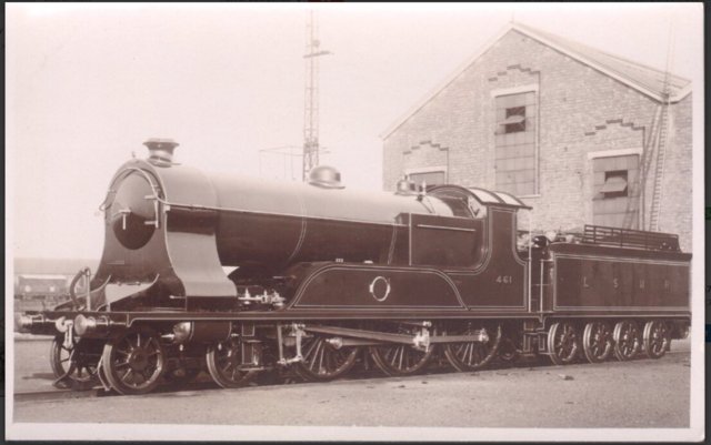 Preview of the first image of Antique Real Photograph PC - L.S.W.R. Engine No 461 & Tender.