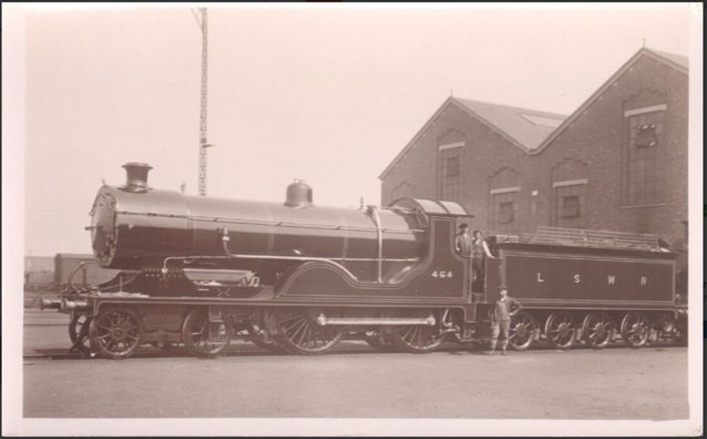 Preview of the first image of Antique Real Photograph PC - L.S.W.R. Engine No 464 & Crew.