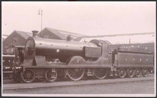 Preview of the first image of Antique Real Photograph PC - L.S.W.R. Engine No 464 & Tender.