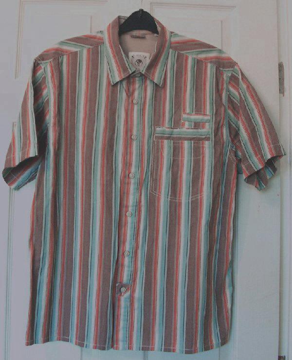 Preview of the first image of MENS MULTICOLURED STRIPED SHIRT BY FAT FACE - SZ L  B10.
