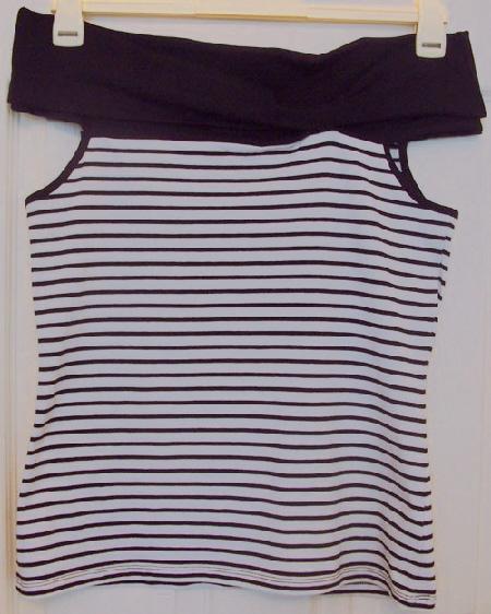 Preview of the first image of BLACK & WHITE STRIPE SUMMER TOP BY GEORGE - SZ 12.