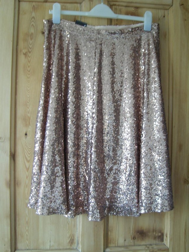 Preview of the first image of ATMOSPHERE Gold Sequin Skirt - Size 16 NEW.