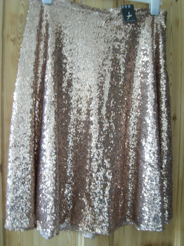 Image 5 of ATMOSPHERE Gold Sequin Skirt - Size 16 NEW