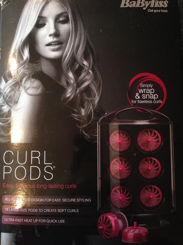 Preview of the first image of Babyliss curl pods with box and instruction manual.