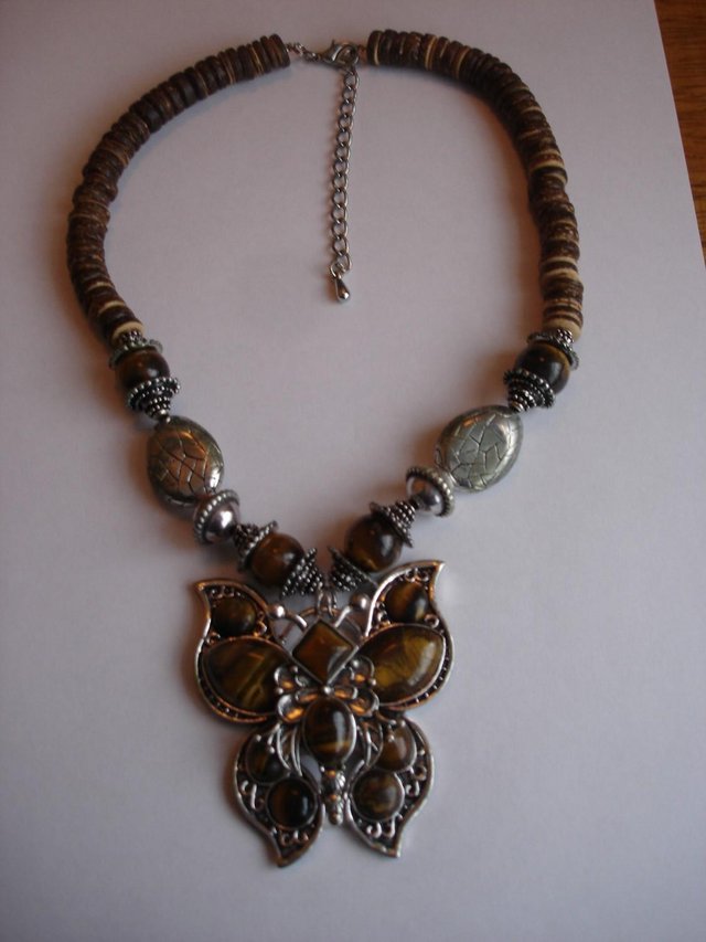 Preview of the first image of TIGER'S EYE BUTTERFLY NECKLACE.