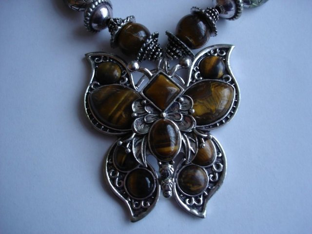 Image 2 of TIGER'S EYE BUTTERFLY NECKLACE