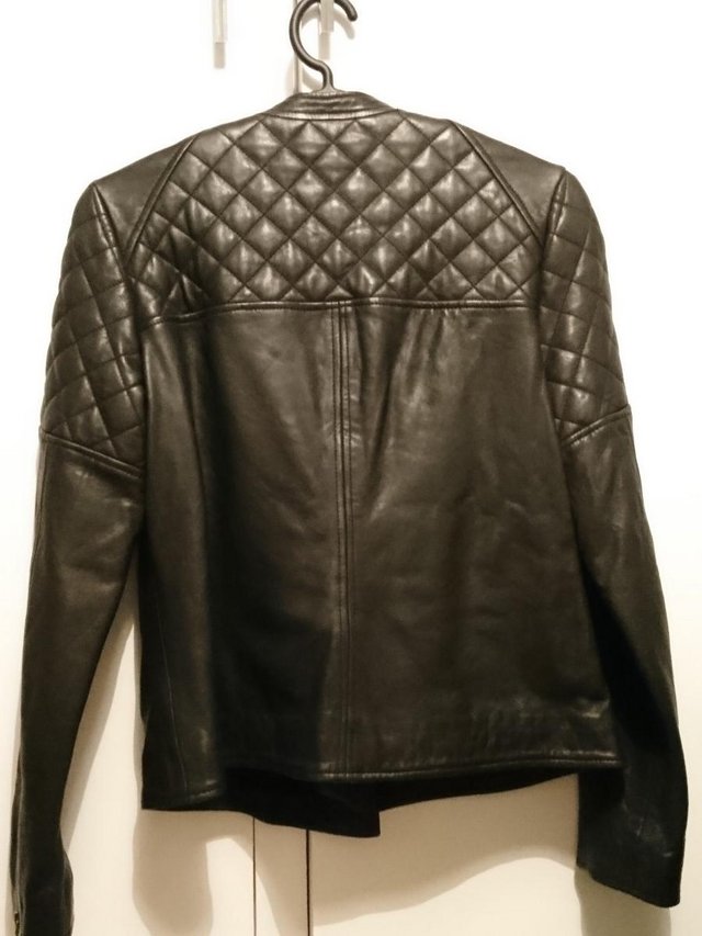 Image 2 of Jigsaw black ladies leather jacket
