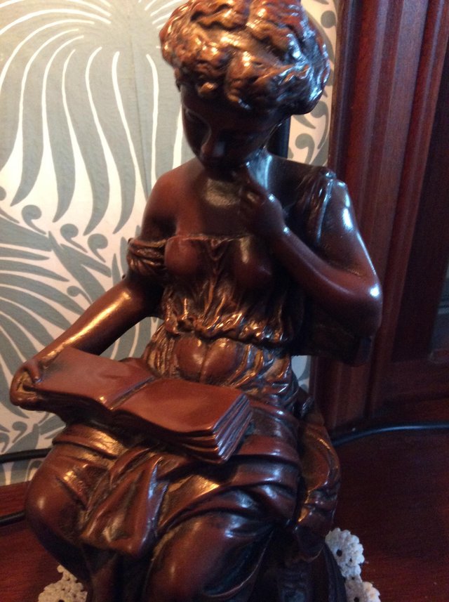 Preview of the first image of Art Deco lamp of girl reading.