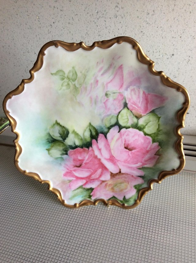 Image 2 of Hand painted Shabby Chic Rose Plate