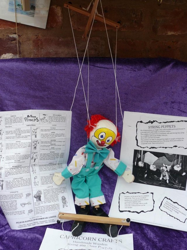 Image 3 of Vintage Marionette stringed Puppet of Clown boxed