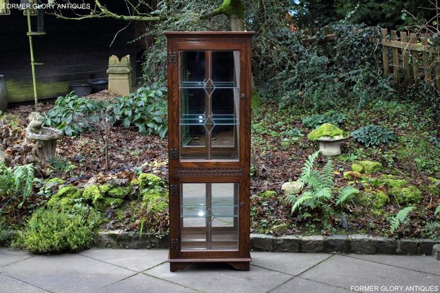 Preview of the first image of OLD CHARM LIGHT OAK CHINA DISPLAY CABINET CUPBOARD SHELVES.