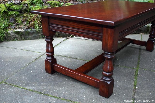 Image 7 of AN OLD CHARM TUDOR BROWN CARVED OAK COFFEE TABLE TV STAND
