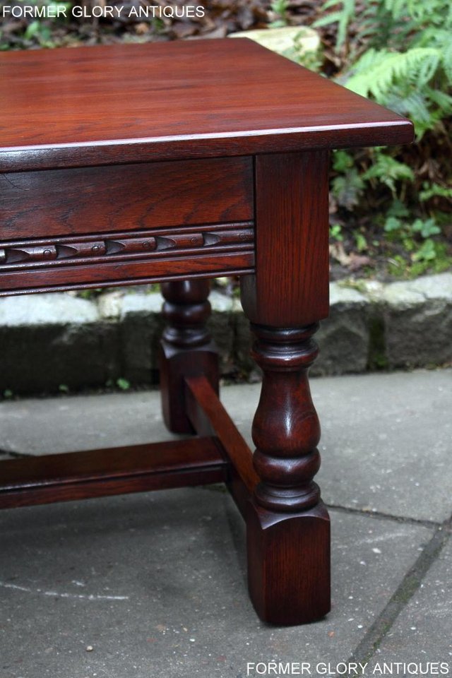 Image 10 of AN OLD CHARM TUDOR BROWN CARVED OAK COFFEE TABLE TV STAND