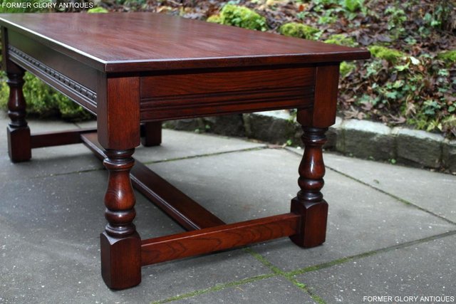 Image 12 of AN OLD CHARM TUDOR BROWN CARVED OAK COFFEE TABLE TV STAND