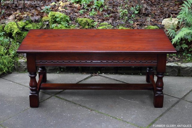 Image 15 of AN OLD CHARM TUDOR BROWN CARVED OAK COFFEE TABLE TV STAND