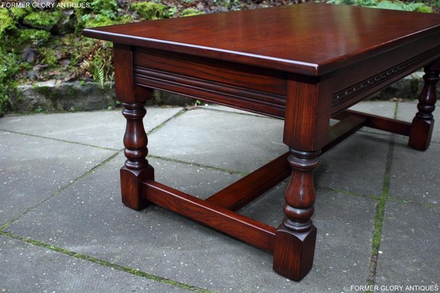 Image 16 of AN OLD CHARM TUDOR BROWN CARVED OAK COFFEE TABLE TV STAND
