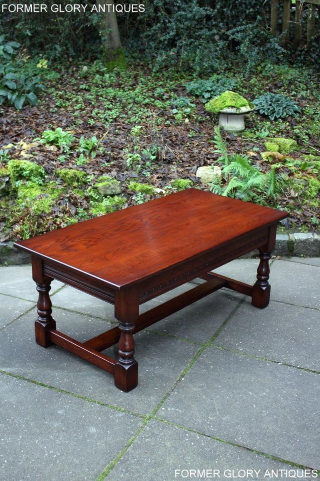 Image 17 of AN OLD CHARM TUDOR BROWN CARVED OAK COFFEE TABLE TV STAND