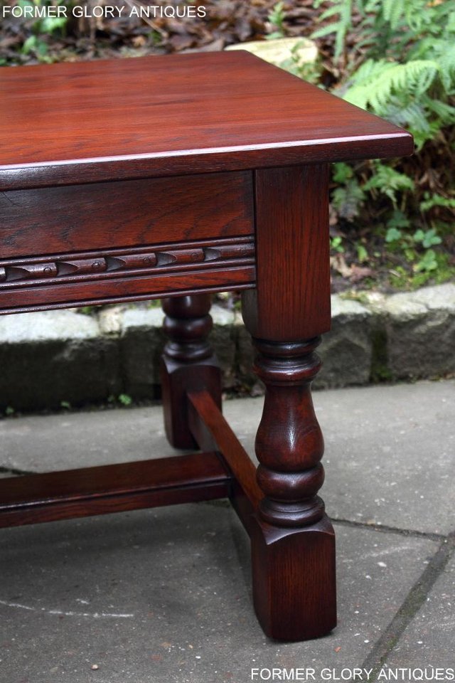 Image 19 of AN OLD CHARM TUDOR BROWN CARVED OAK COFFEE TABLE TV STAND
